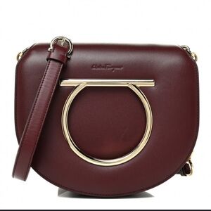 Salvatore Ferragamo Burgundy Crossbody Bag with Gold Accent